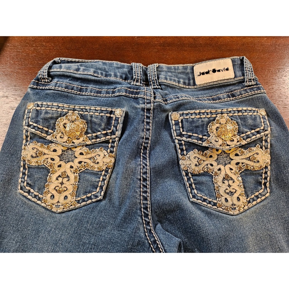 Jack David Women's‎ Blue Jeans with Embellished Pockets Size 9 inseam 31"